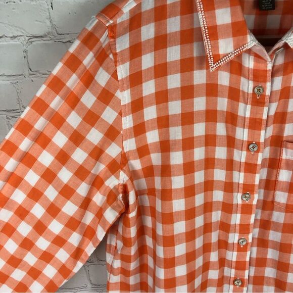 Tommy Bahama Orange Plaid Women's Sz Large - Picture 3 of 9